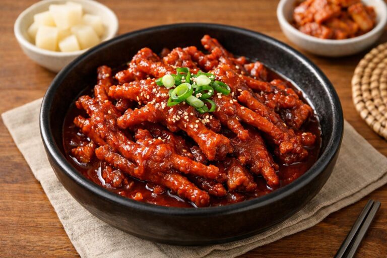 매콤한 양념 닭발 요리